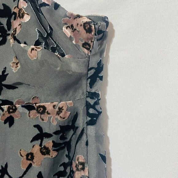 Whimsygoth Charcoal Moody Floral Burnout Sheer Mini Dress Medium - Picture 12 of 16